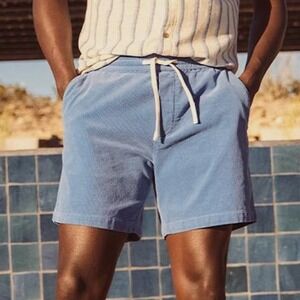 Marine Layer Saturday Cord Short 6" Marina Blue Men's Small Drawstring Waist NWT